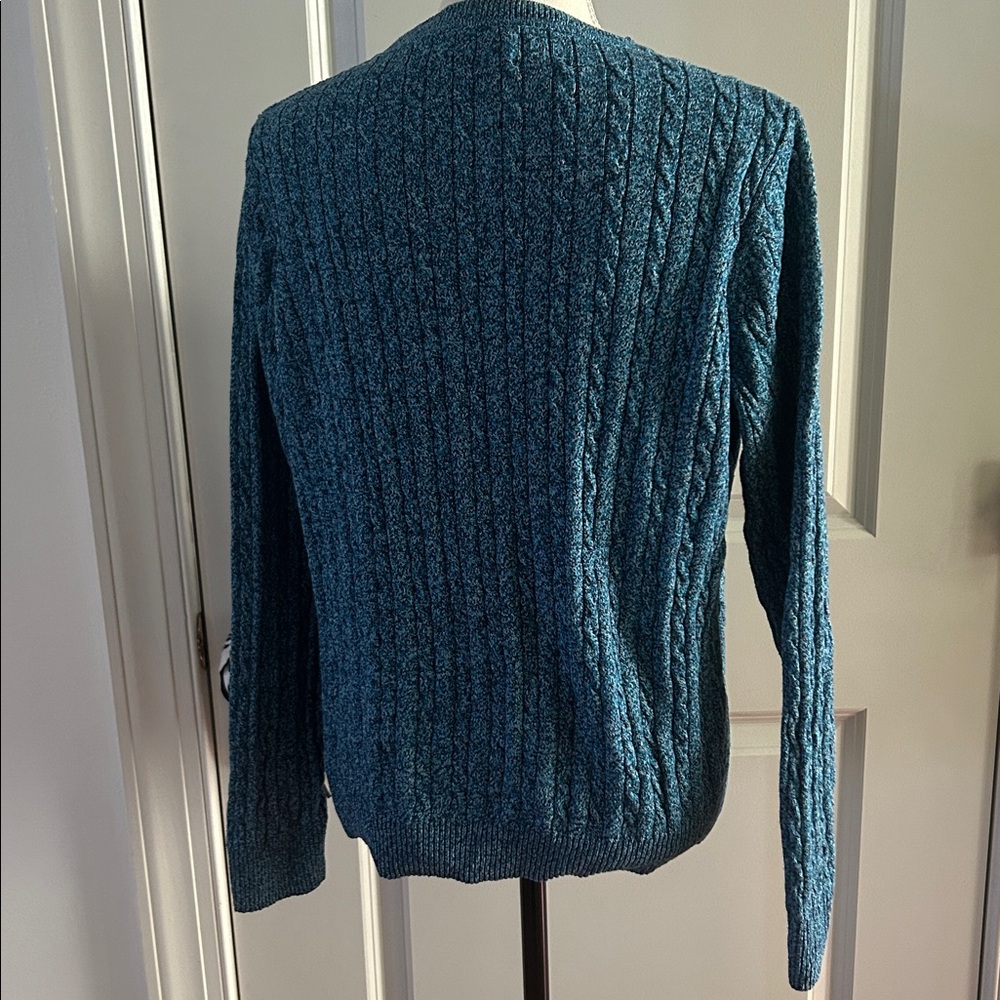 Kim Rogers Blue Marbled Cable Knit Cotton Sweater XL - Picture 4 of 7